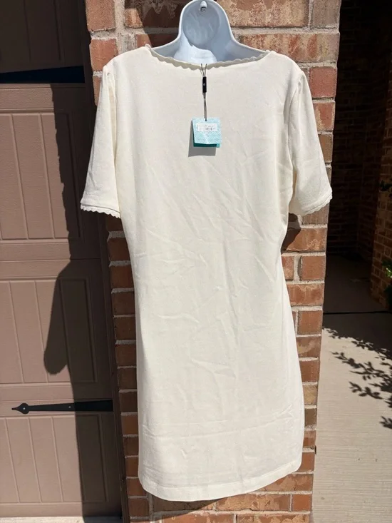 Ming Wang White Dress with Pink and Blue Floral Motif XL NWT - Picture 8 of 10